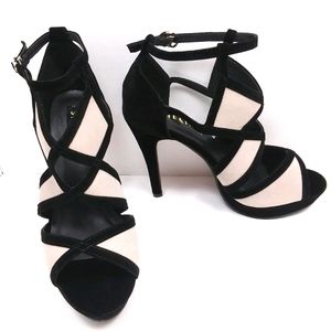 SHEIN Harlequin Velvet Platform Sandals Red Soles Like New